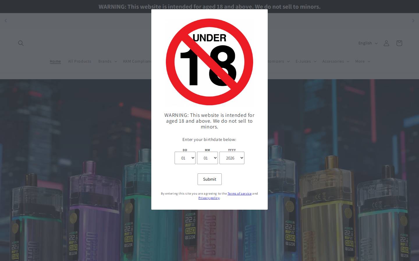 Vapehaus homepage screenshot