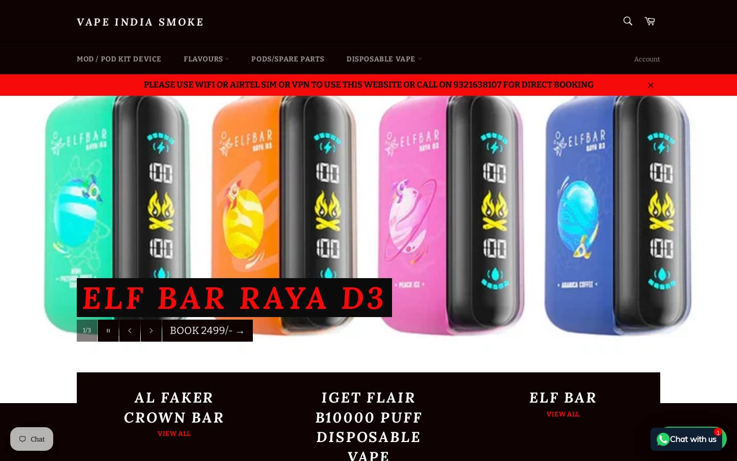 Vapeindiasmoke homepage screenshot
