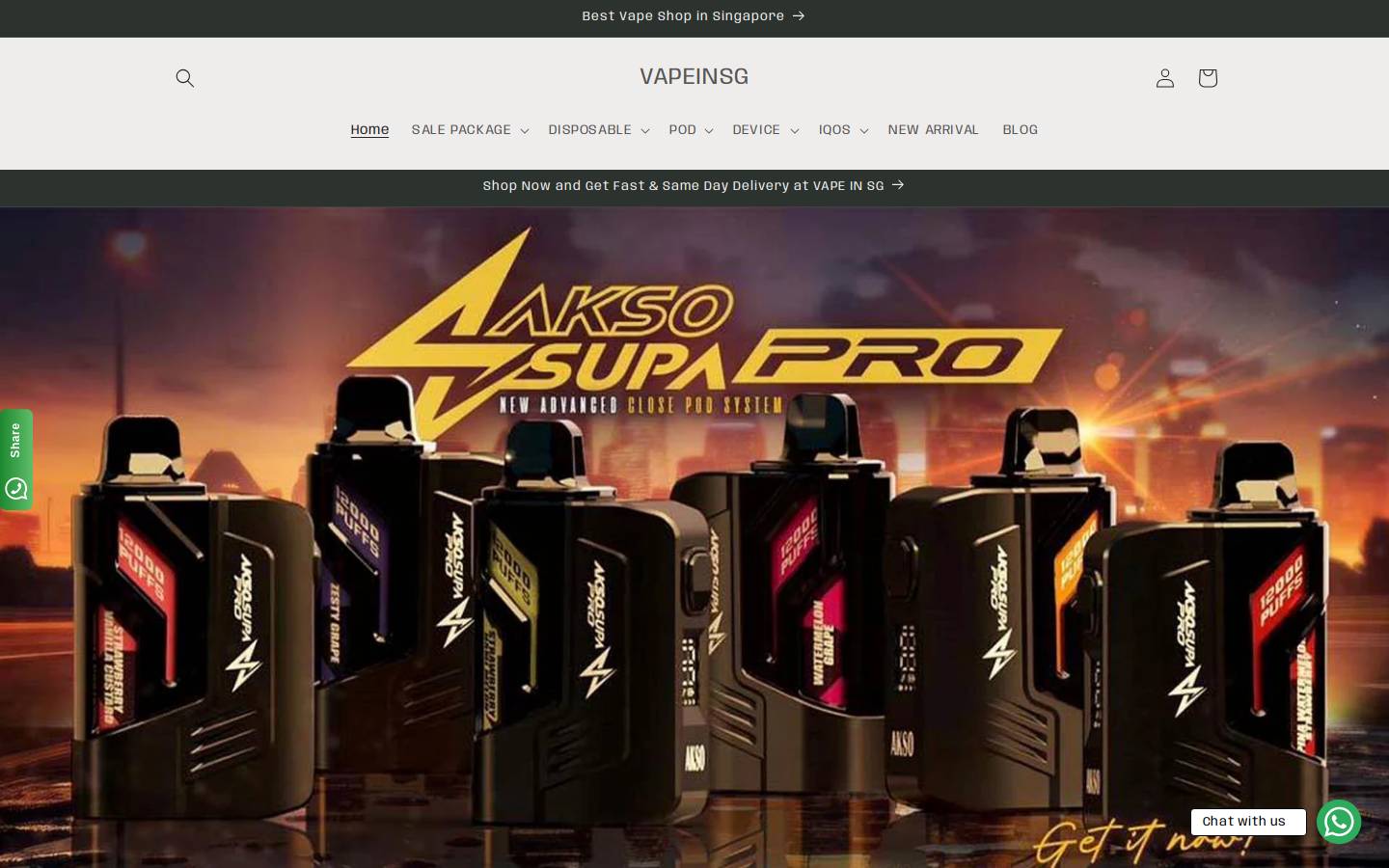 vapeinsg.com homepage screenshot