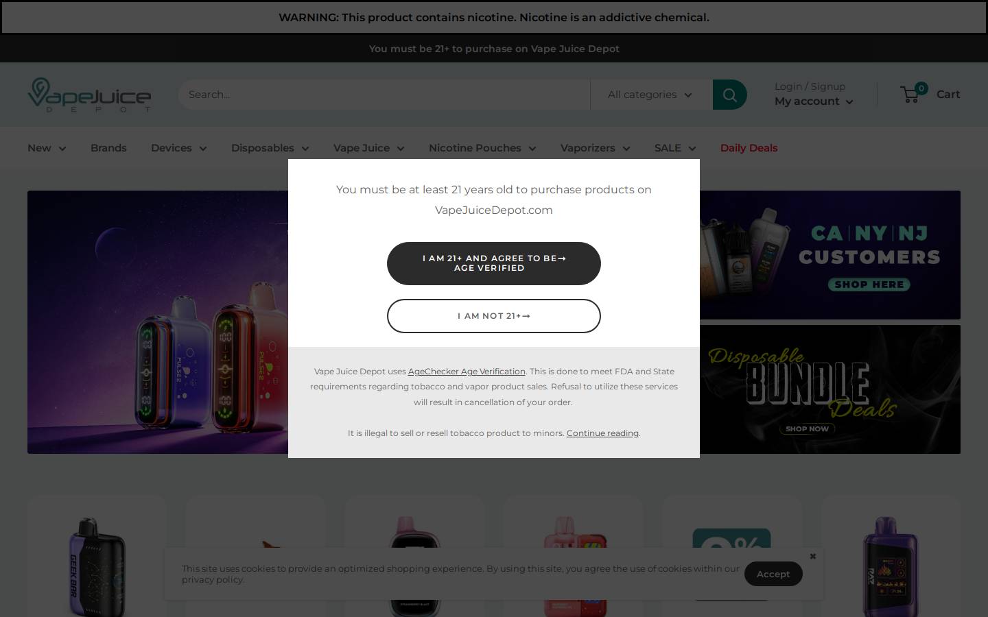 Vape Juice Depot homepage screenshot
