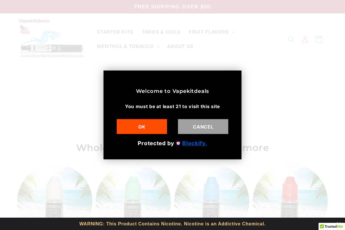 vapekitdeals.com homepage screenshot