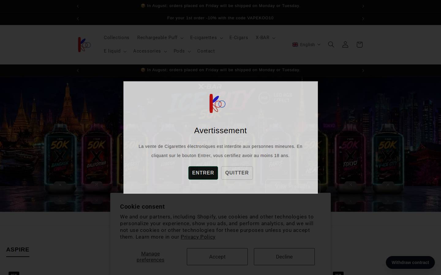 Vapekoo homepage screenshot