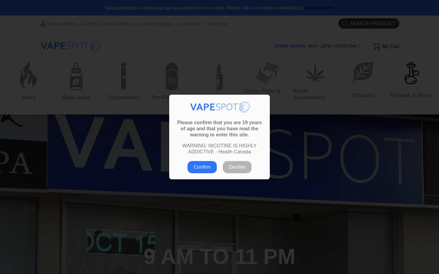 Vapespot homepage screenshot