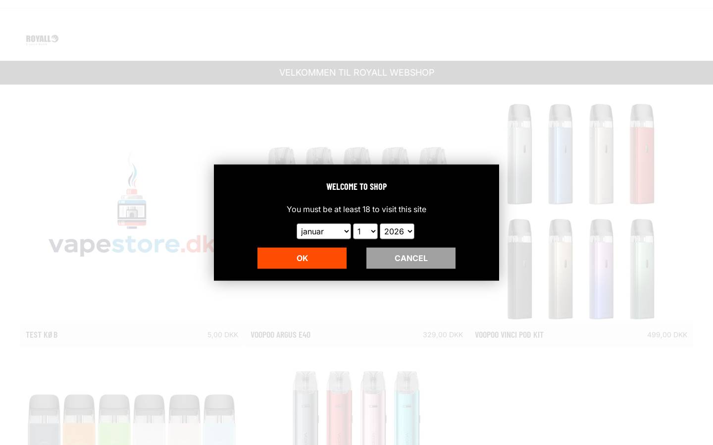 vapestore.com homepage screenshot