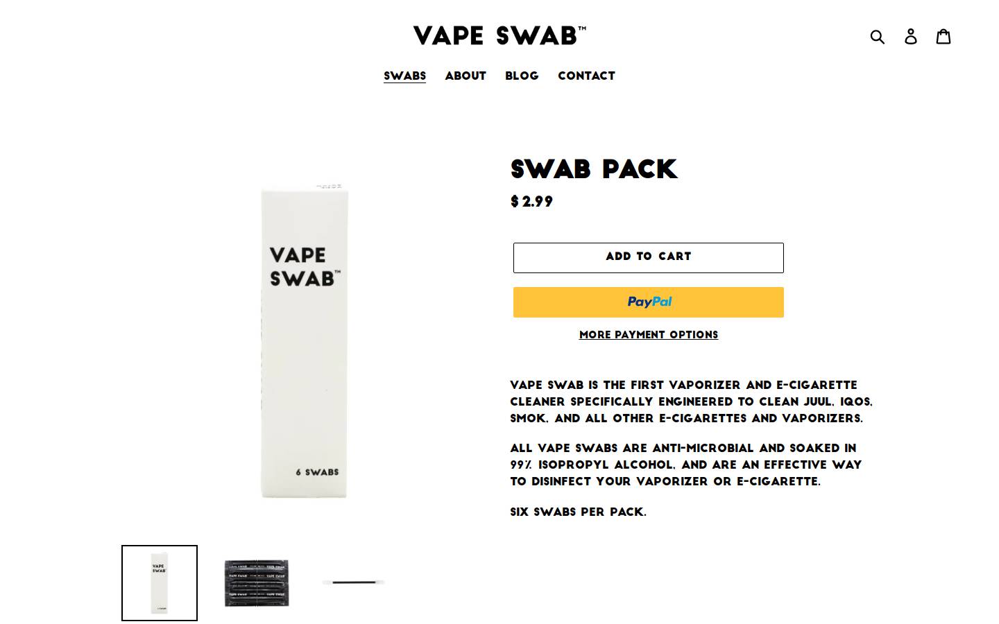 vapeswab.com homepage screenshot