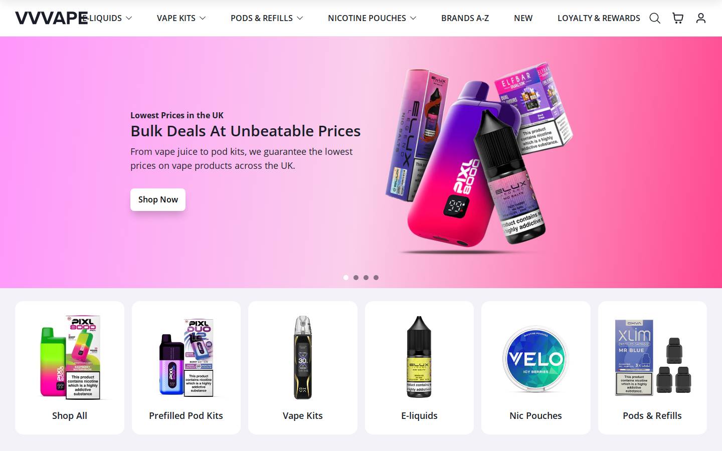 vapevapevape.com homepage screenshot