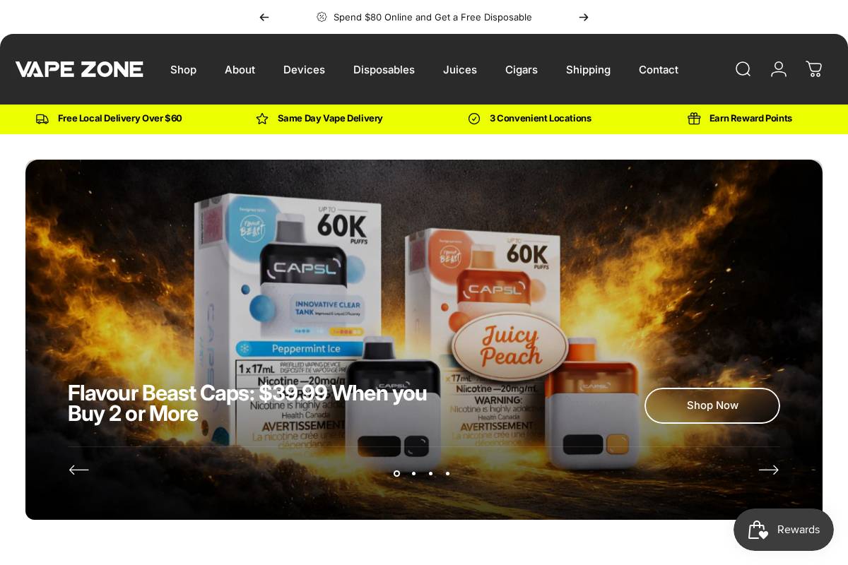 Vapezoneyyc homepage screenshot