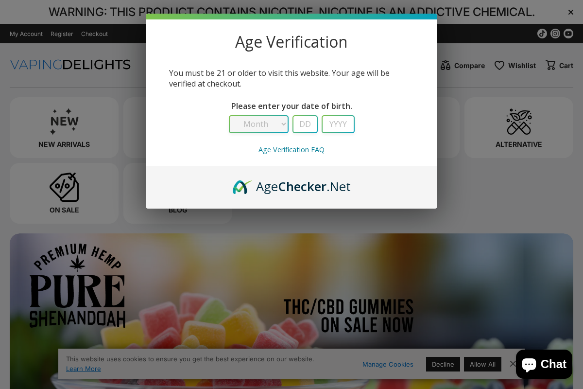 Vaping Delights homepage screenshot