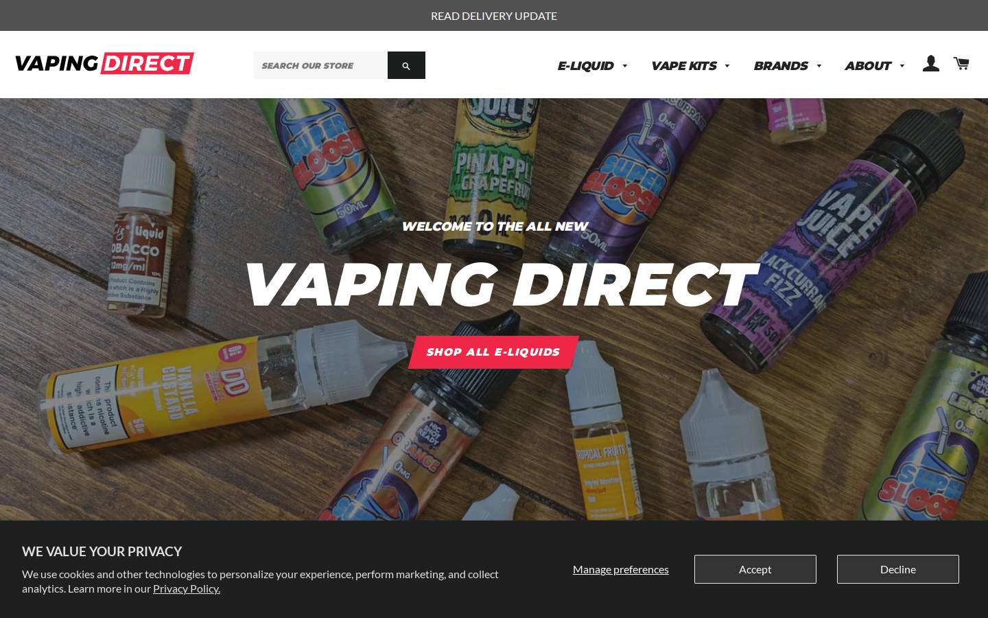 Vapingdirect homepage screenshot