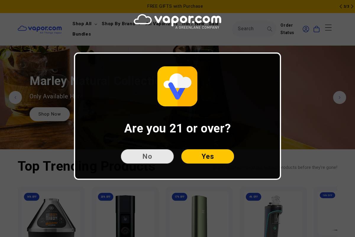 vapor.com homepage screenshot