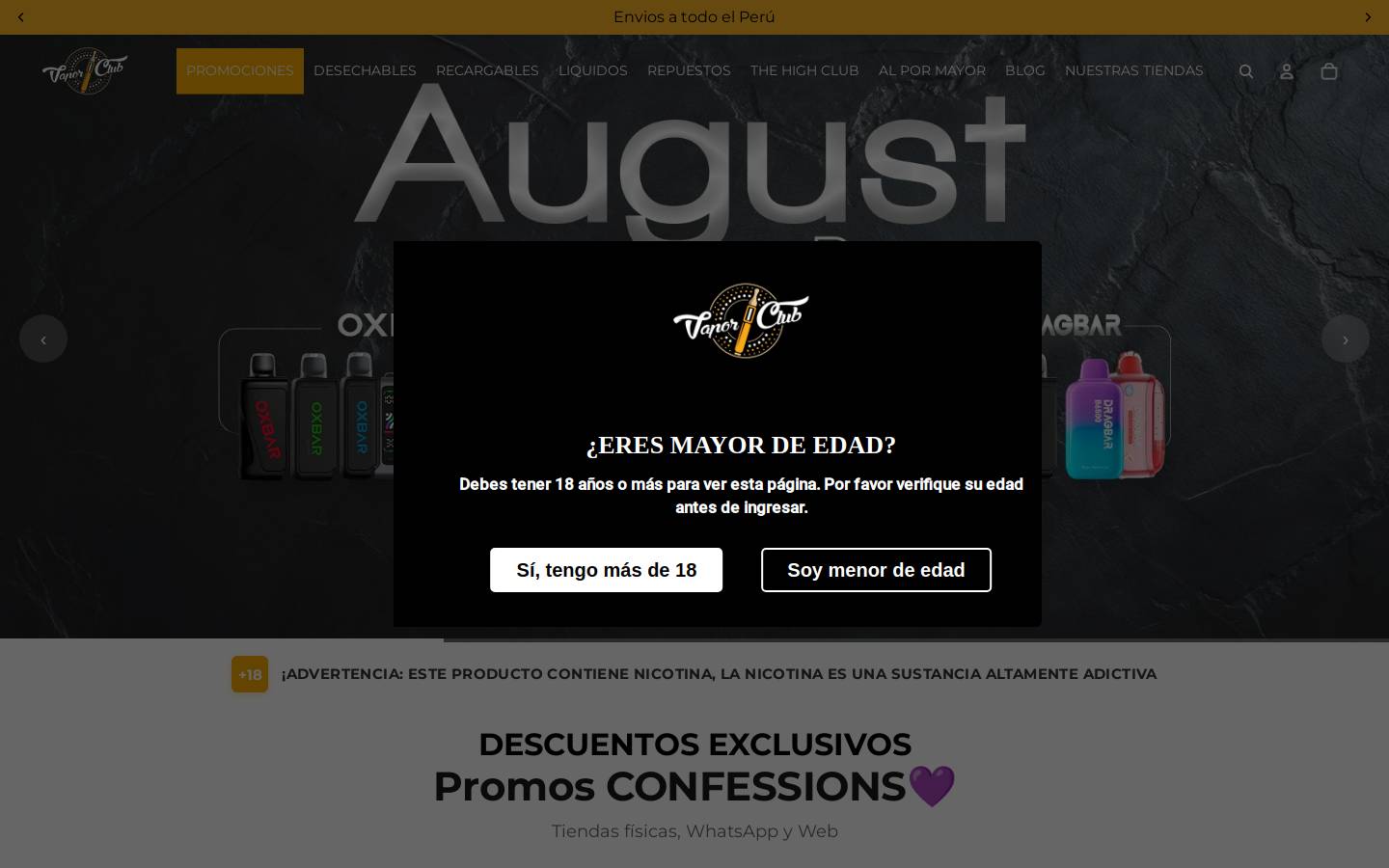 vaporclub.pe homepage screenshot