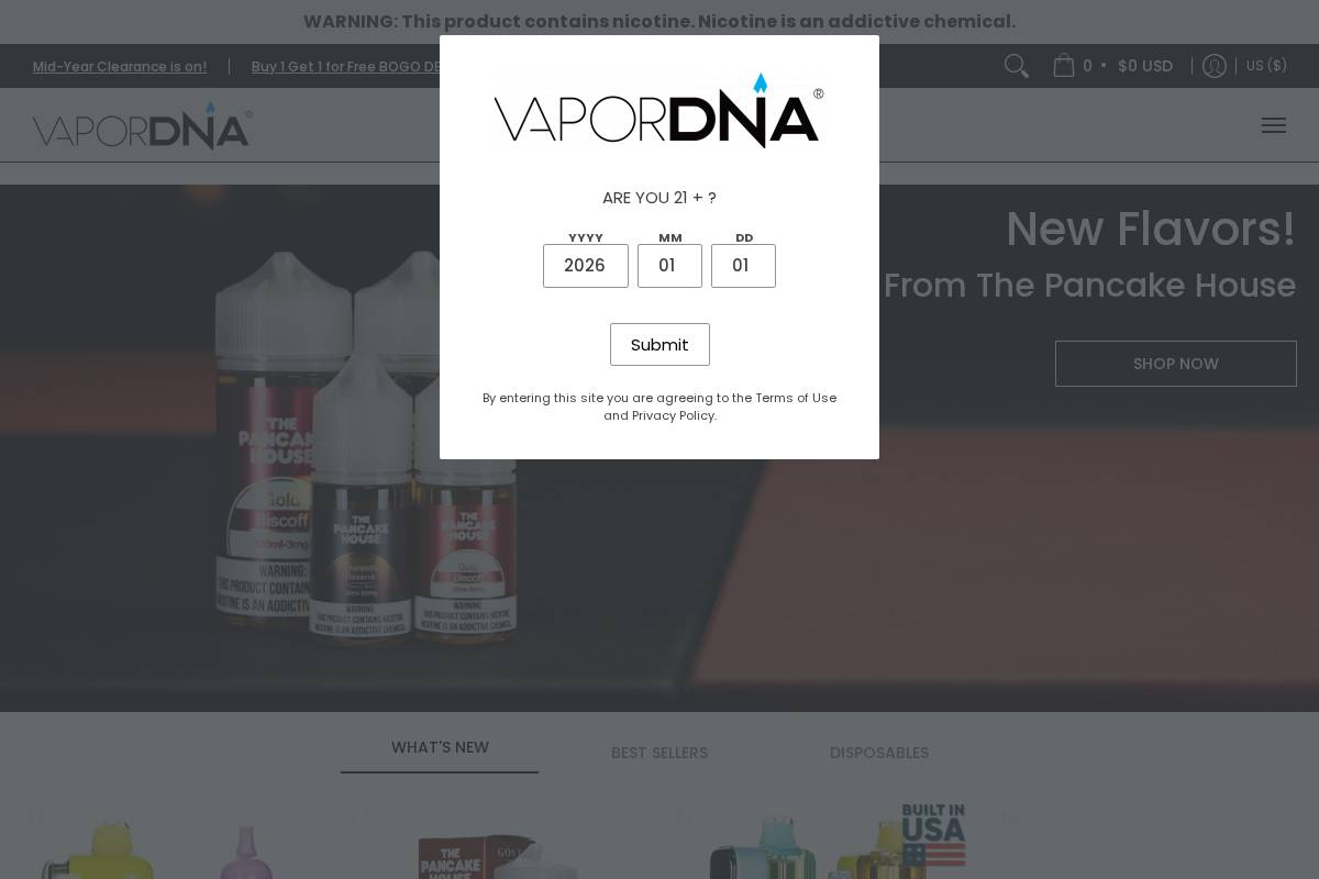 VaporDNA homepage screenshot