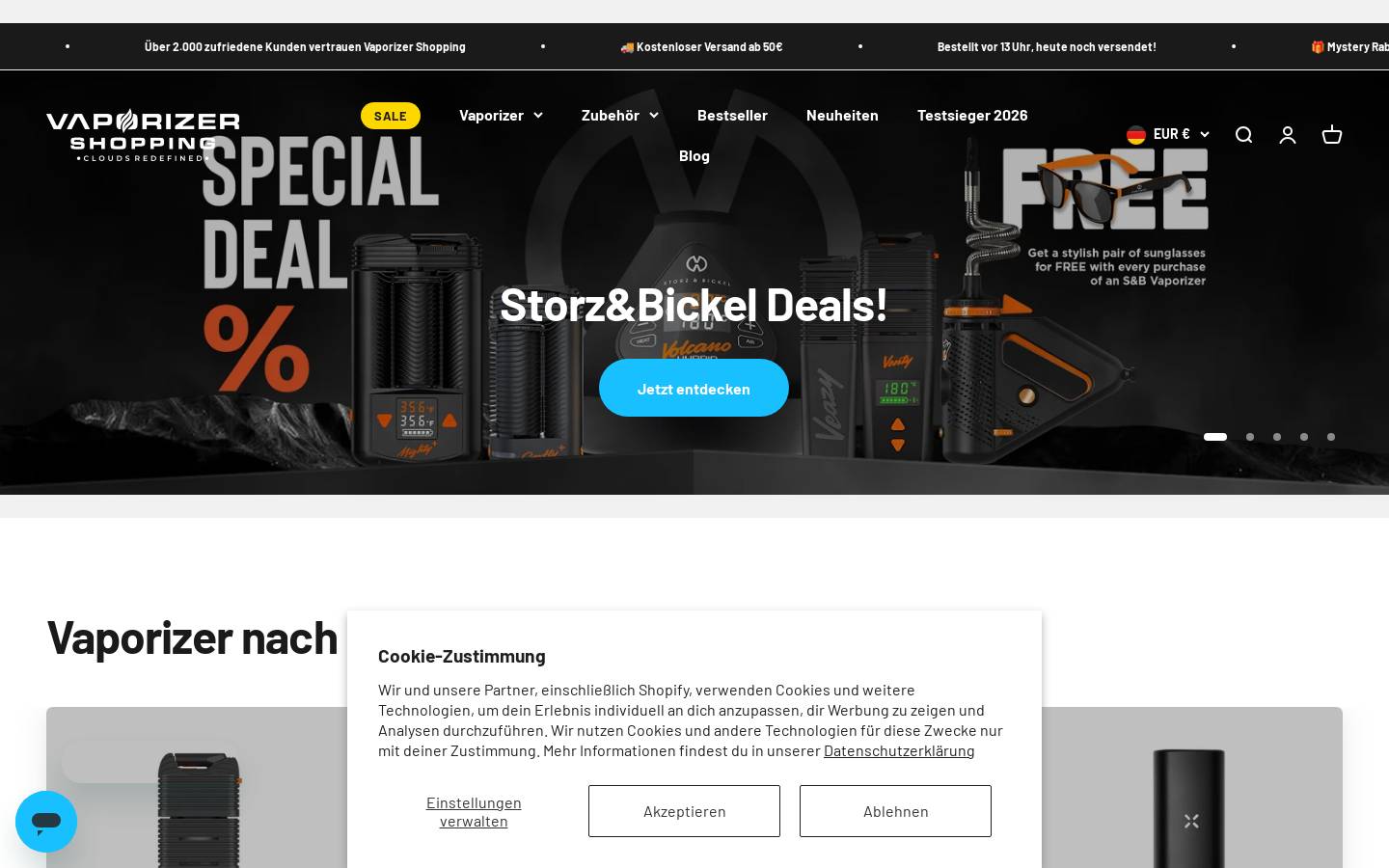 Vaporizer Shopping homepage screenshot
