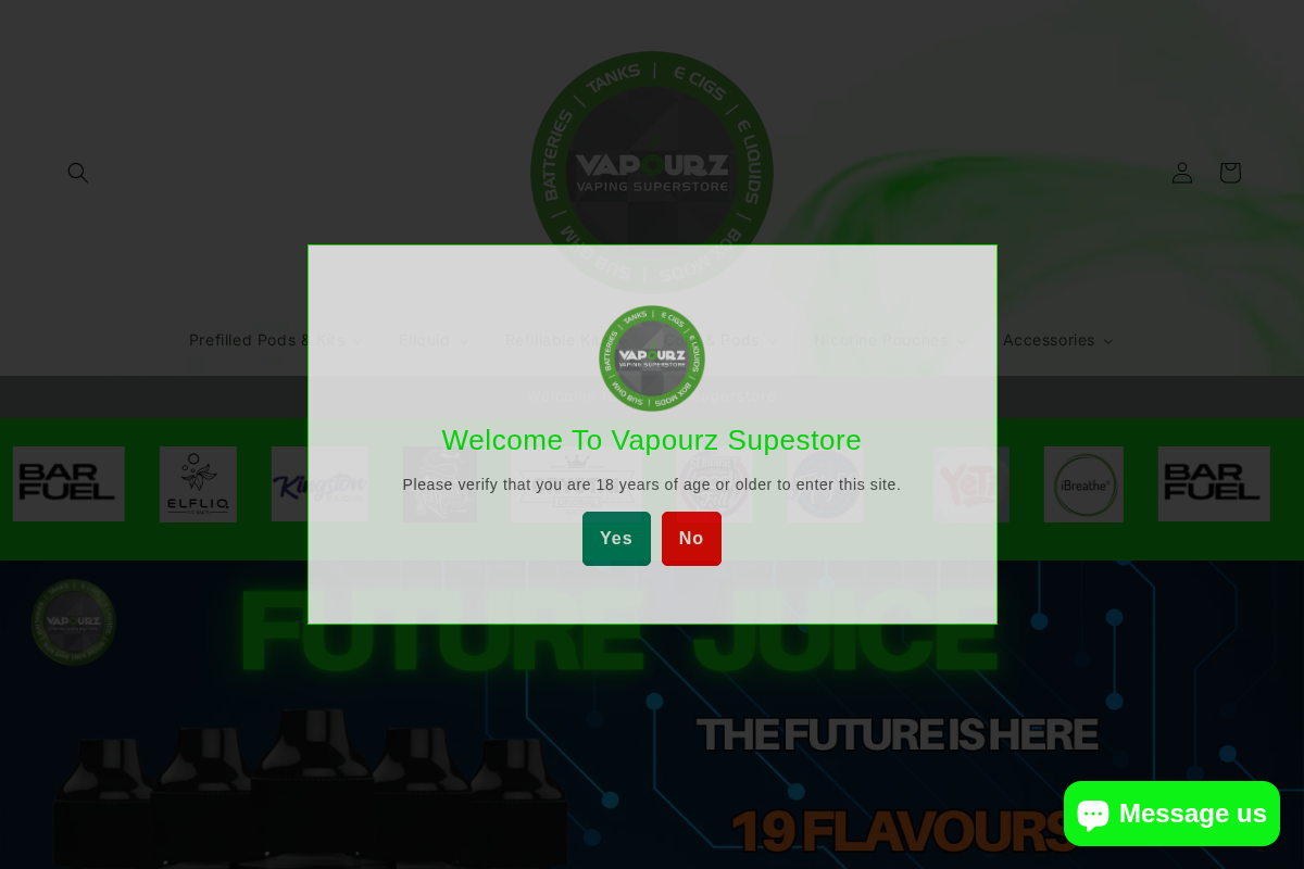 Vapourz homepage screenshot