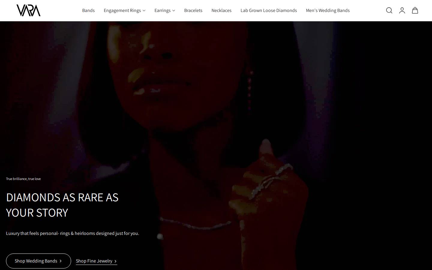 Varadiamonds homepage screenshot