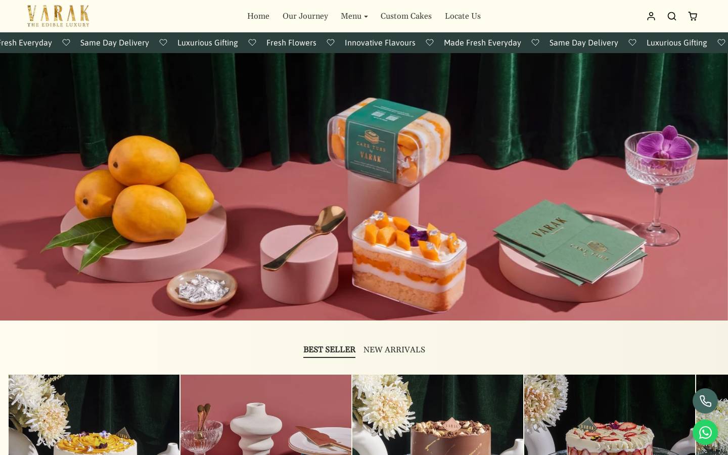 varakedibleluxury.com homepage screenshot