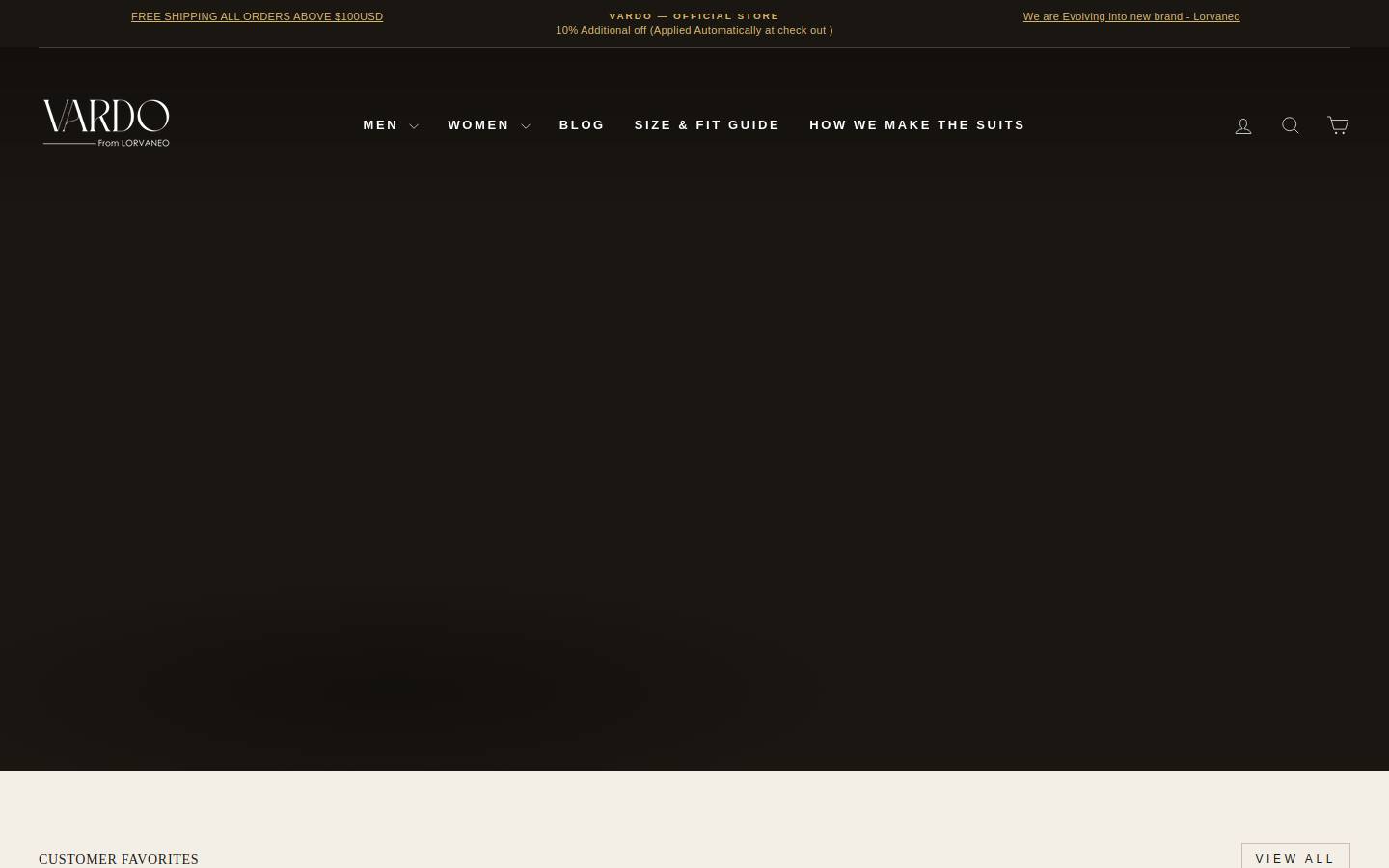 vardosuits.com homepage screenshot