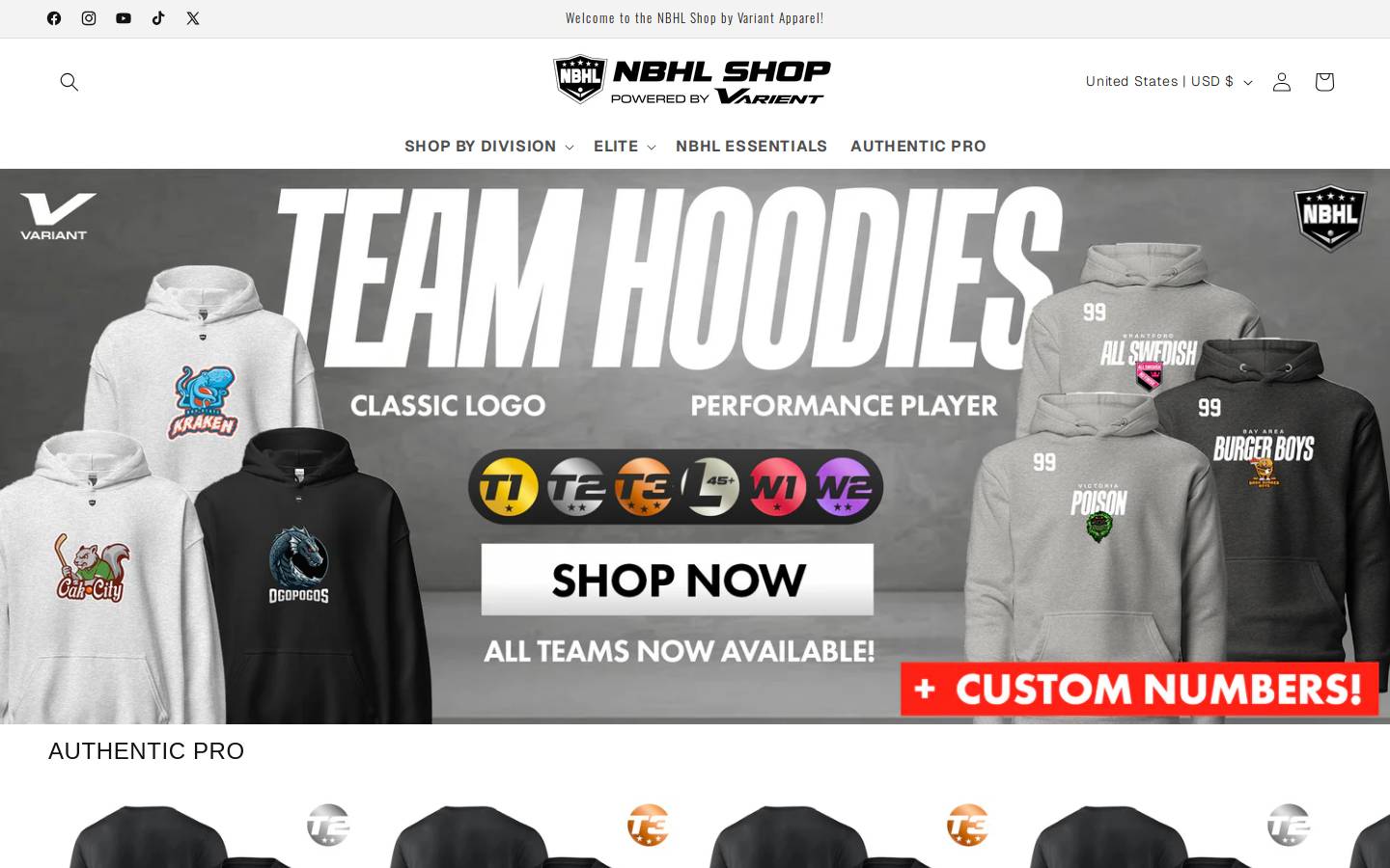 variantapparel.com homepage screenshot