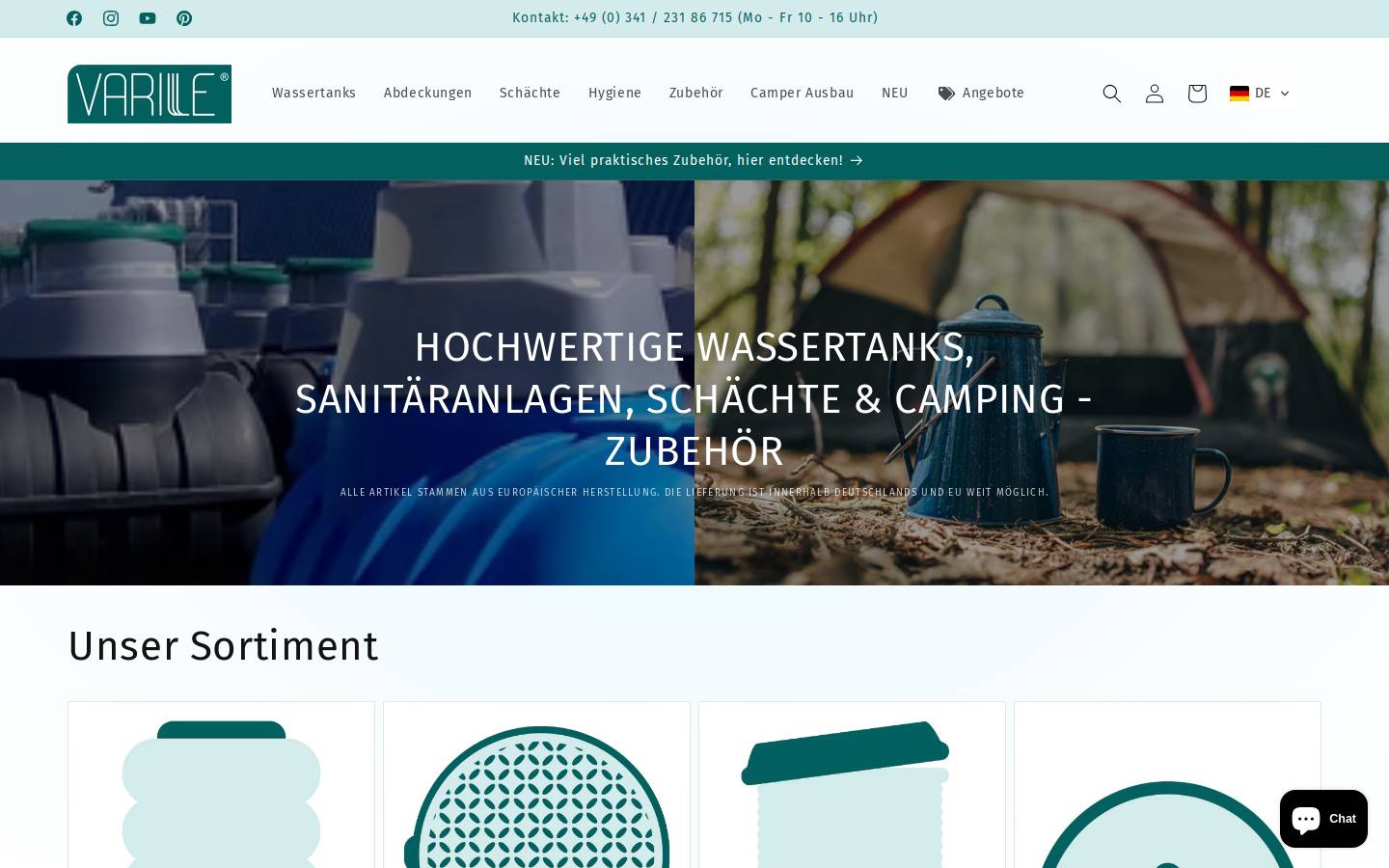 Varile homepage screenshot
