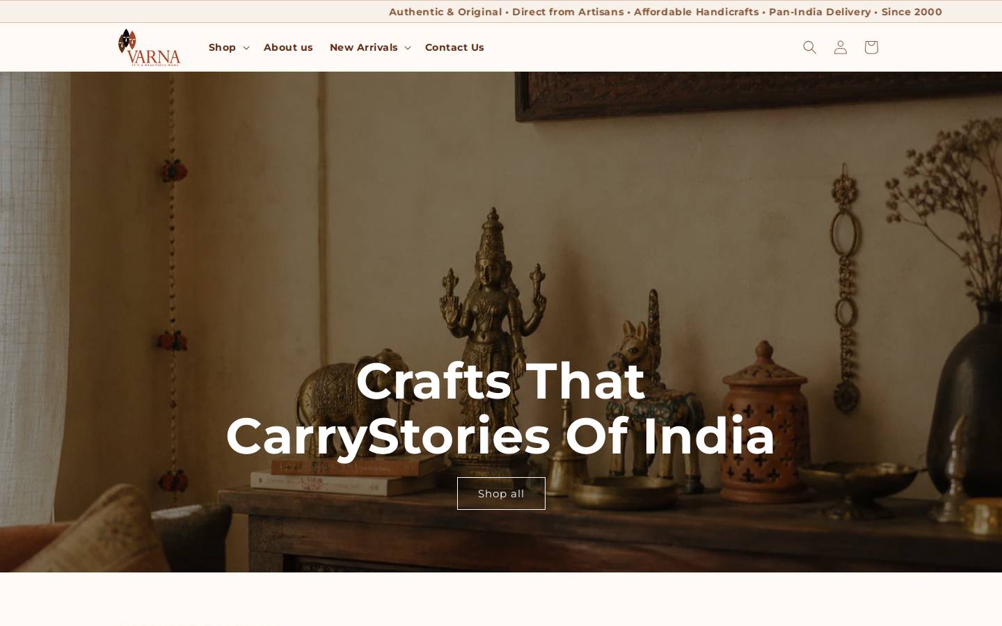 varnahandicrafts.com homepage screenshot