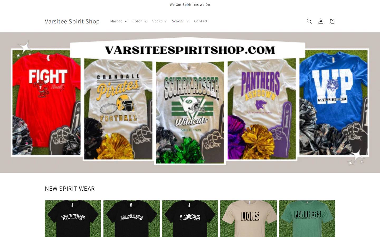 varsiteespiritshop.com homepage screenshot