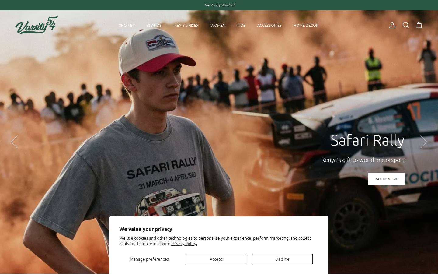 Varsity54 homepage screenshot
