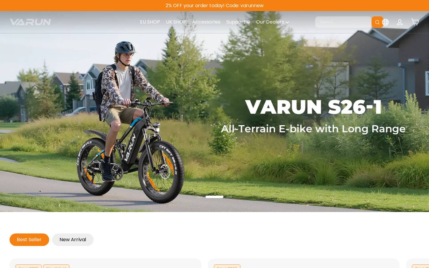 varunebike.com homepage screenshot