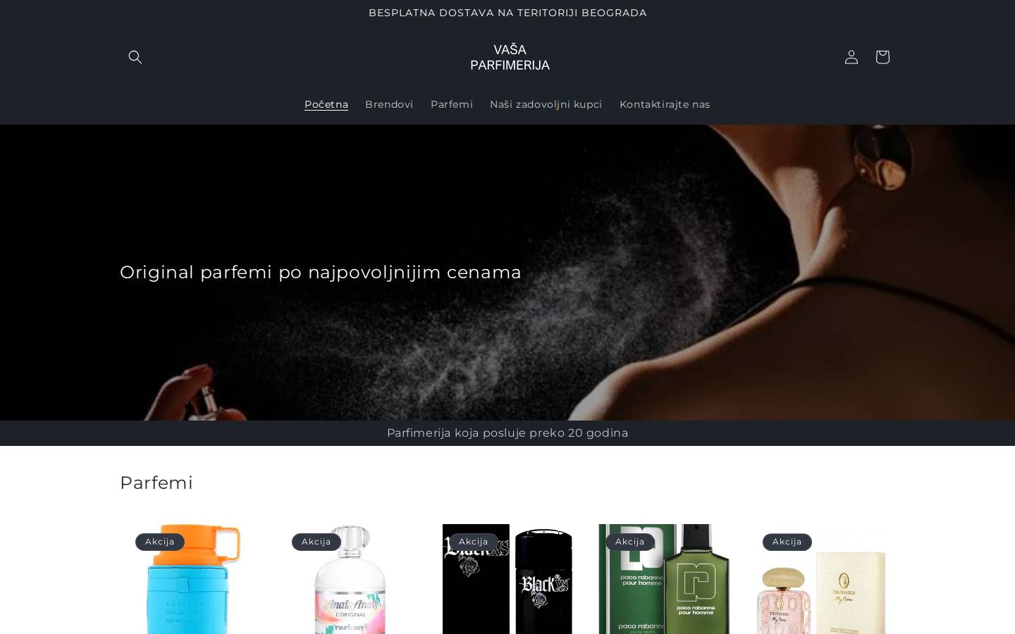 vasaparfimerija.com homepage screenshot