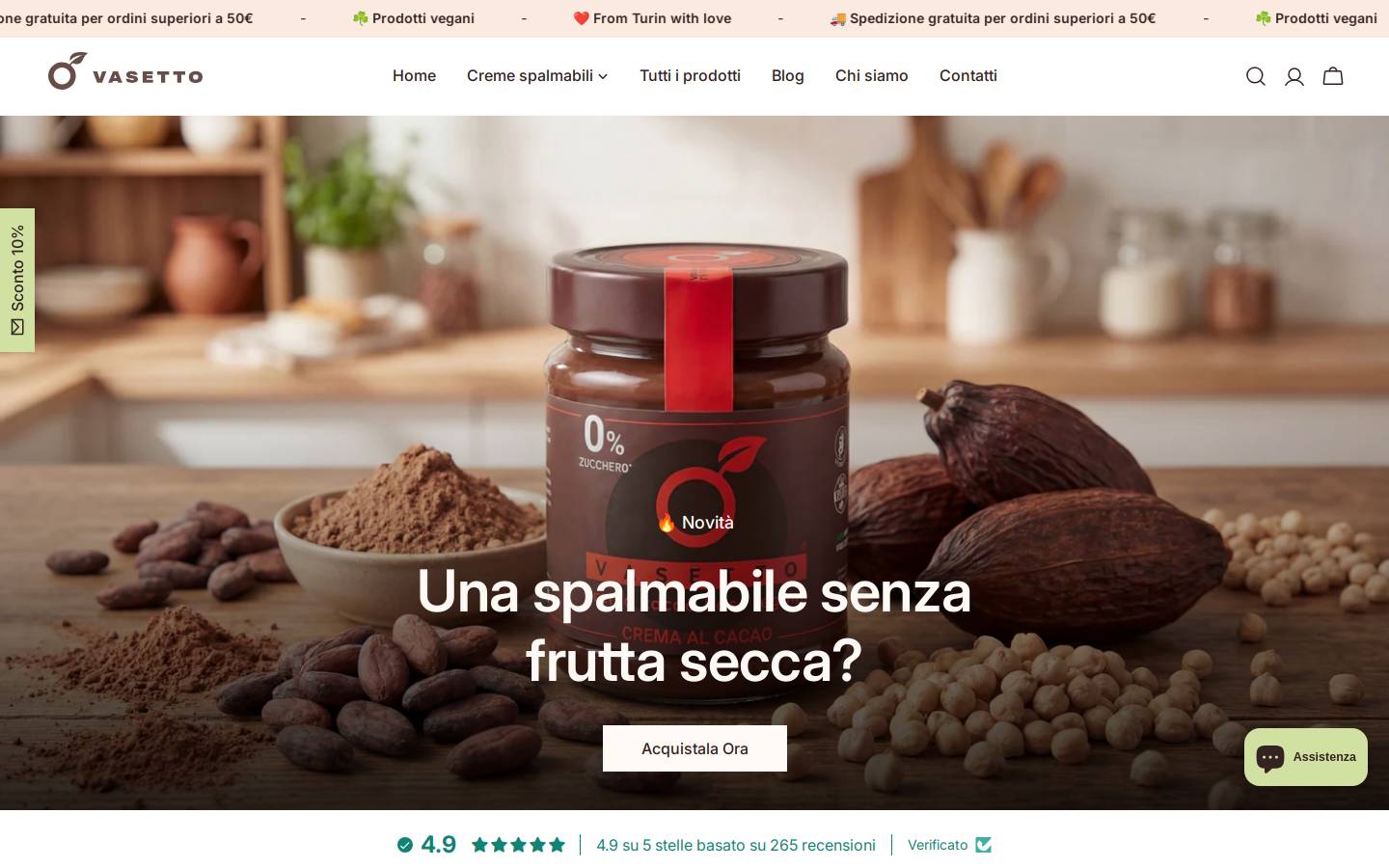 vasetto.it homepage screenshot