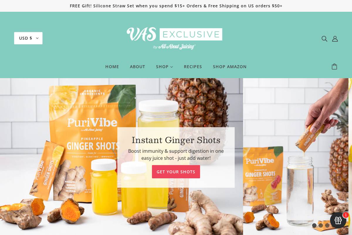 vasexclusiveshop.com homepage screenshot