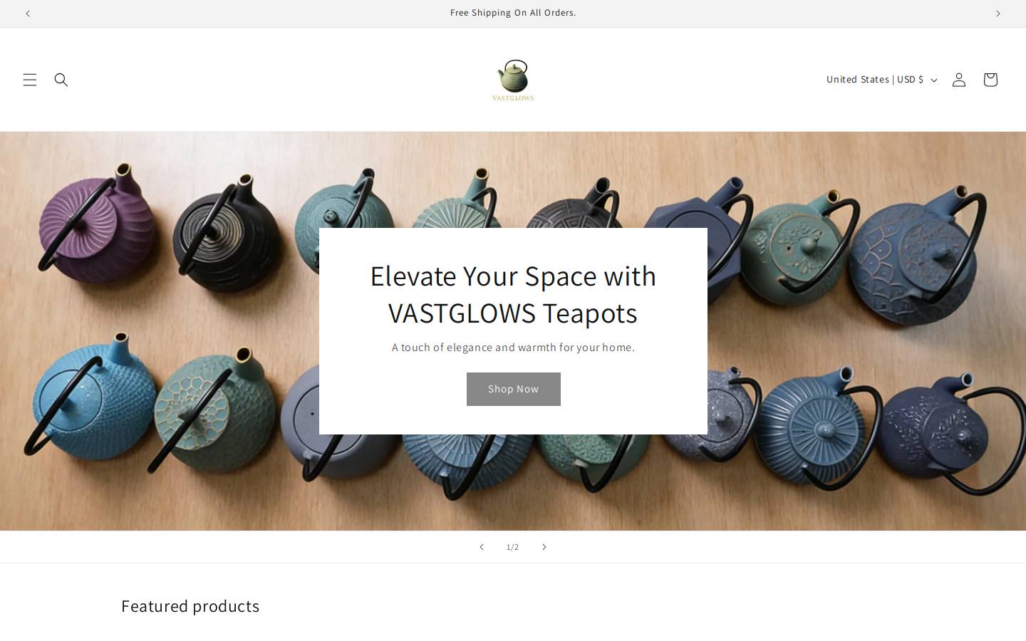 vastglows.com homepage screenshot