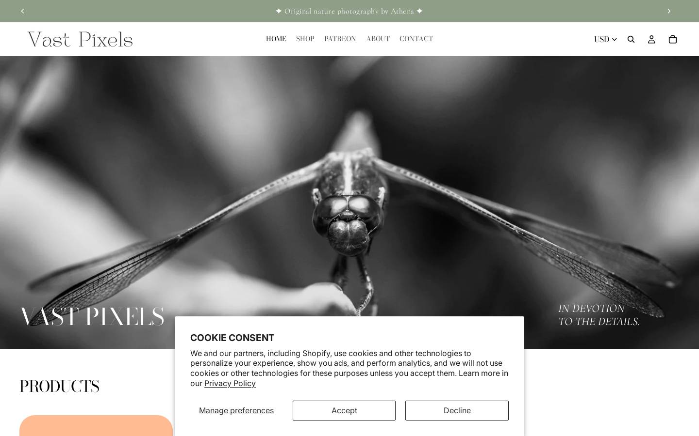 vastpixels.com homepage screenshot