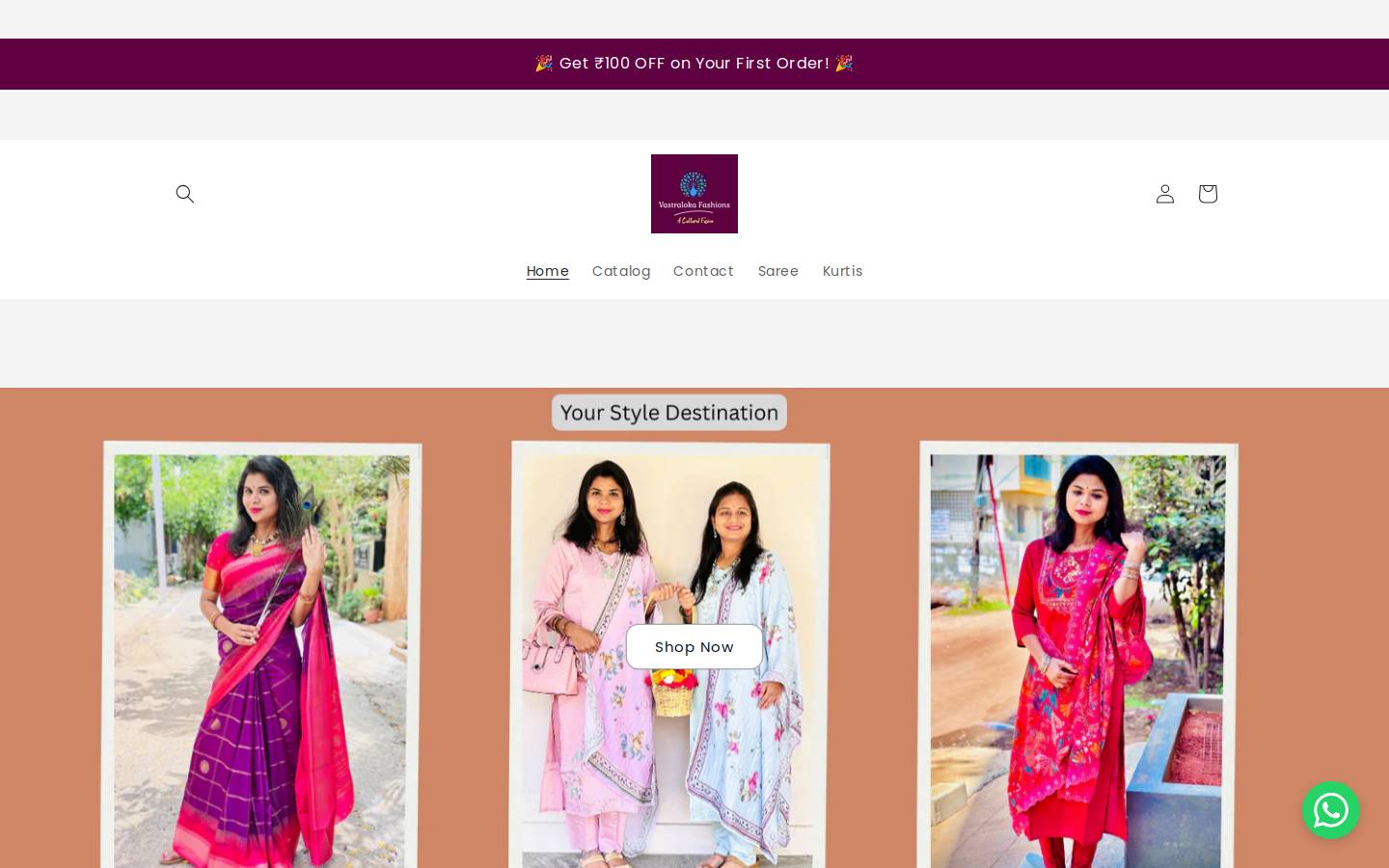 vastralokafashions.com homepage screenshot
