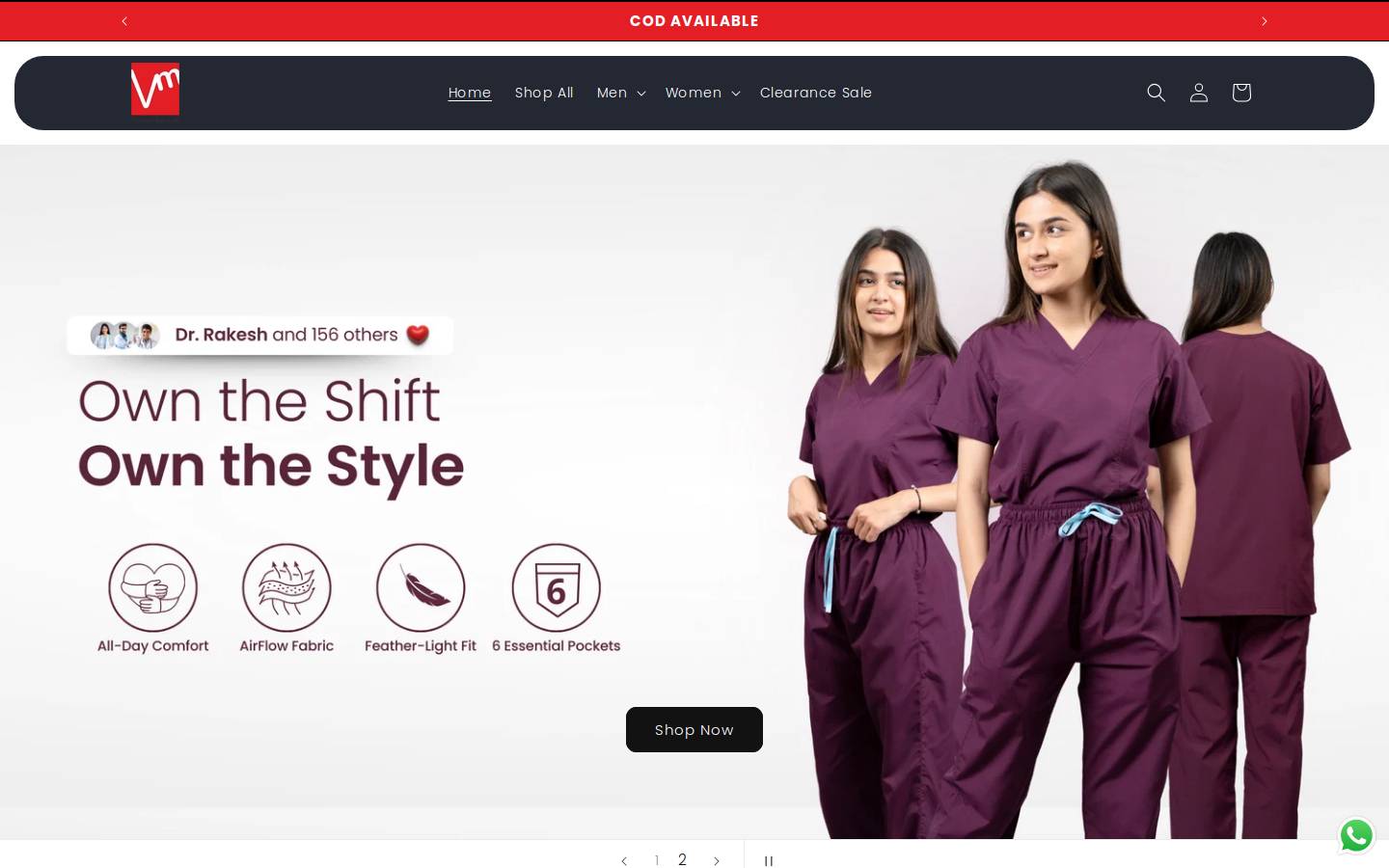 vastramedwear.com homepage screenshot