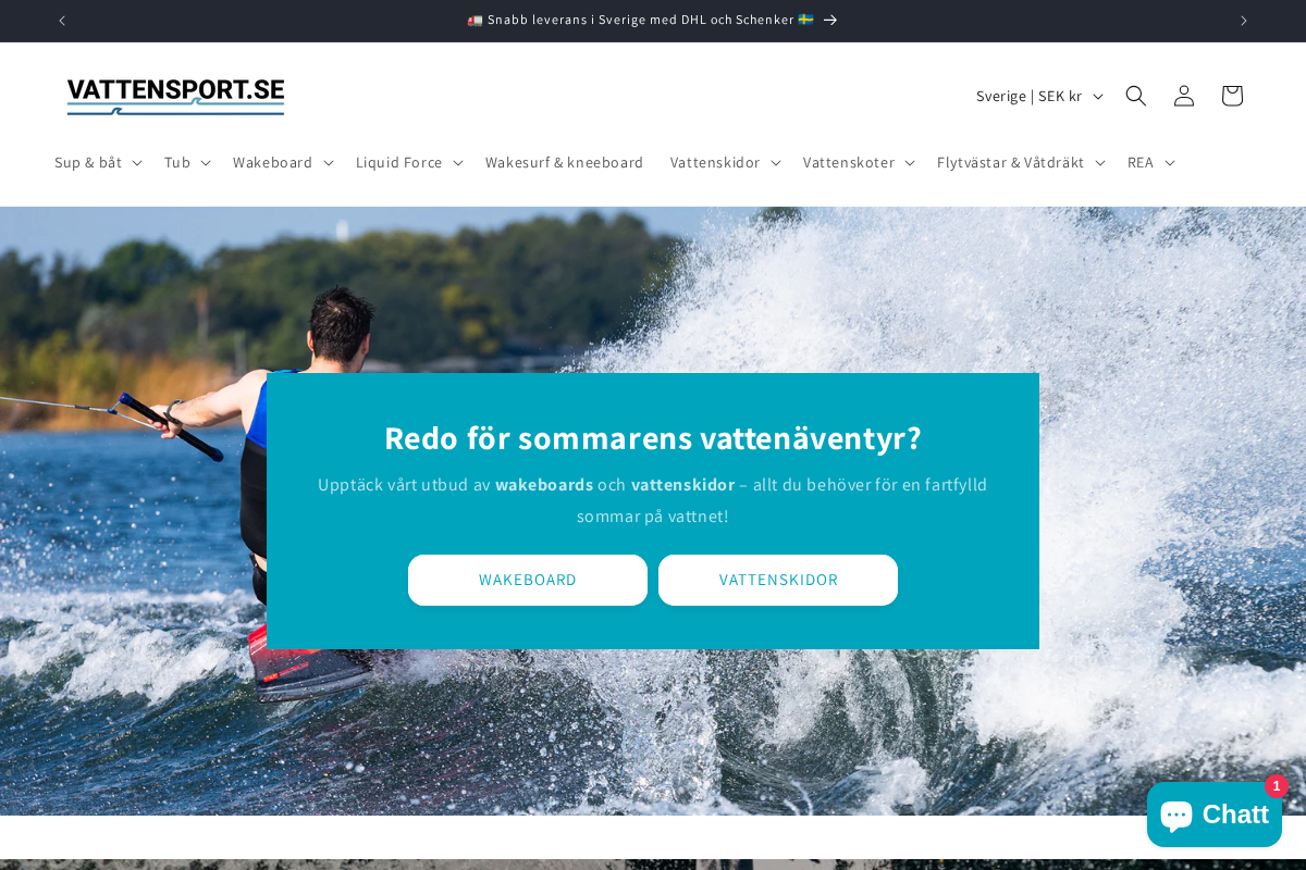 Vattensport.se homepage screenshot