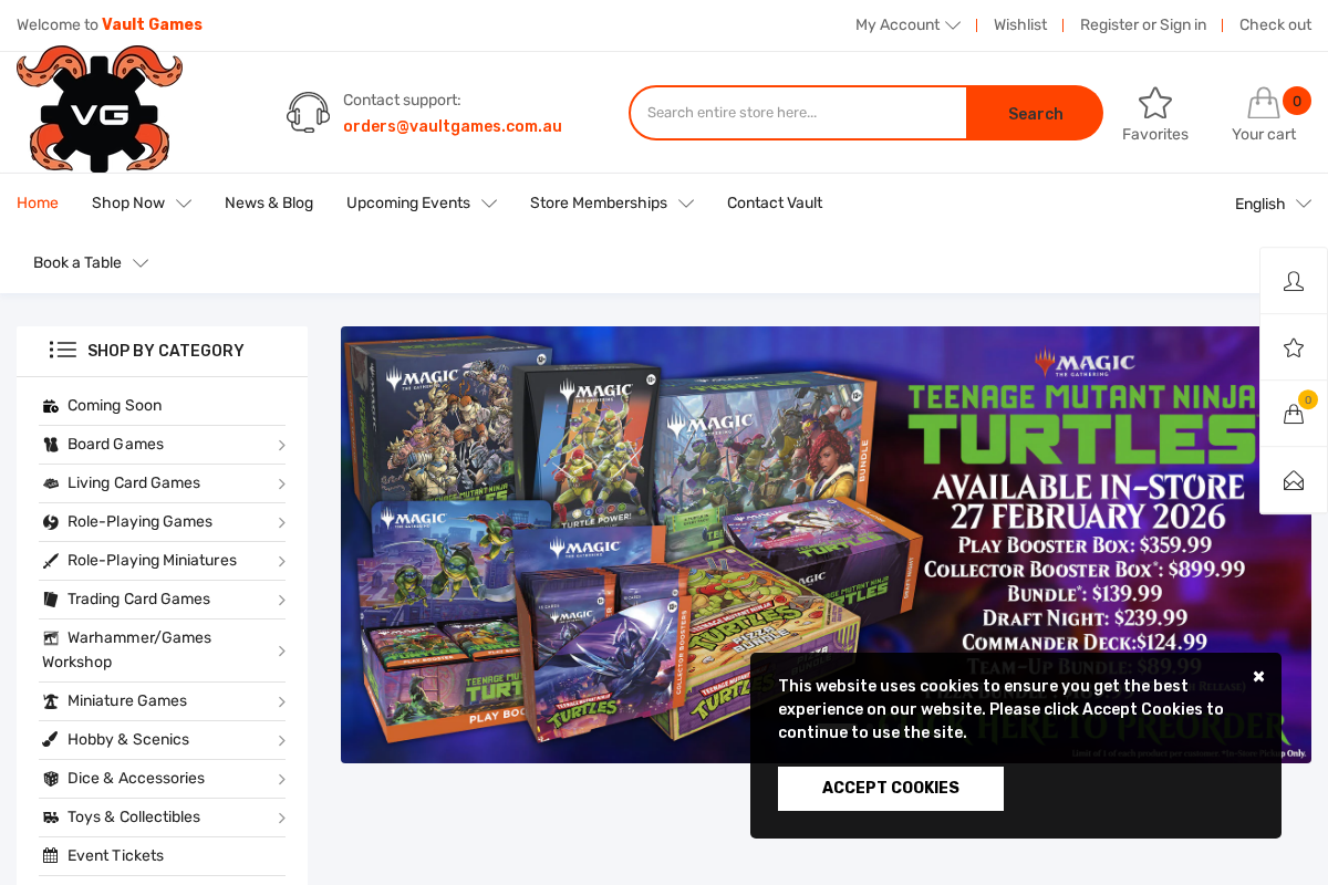 Vault Games homepage screenshot