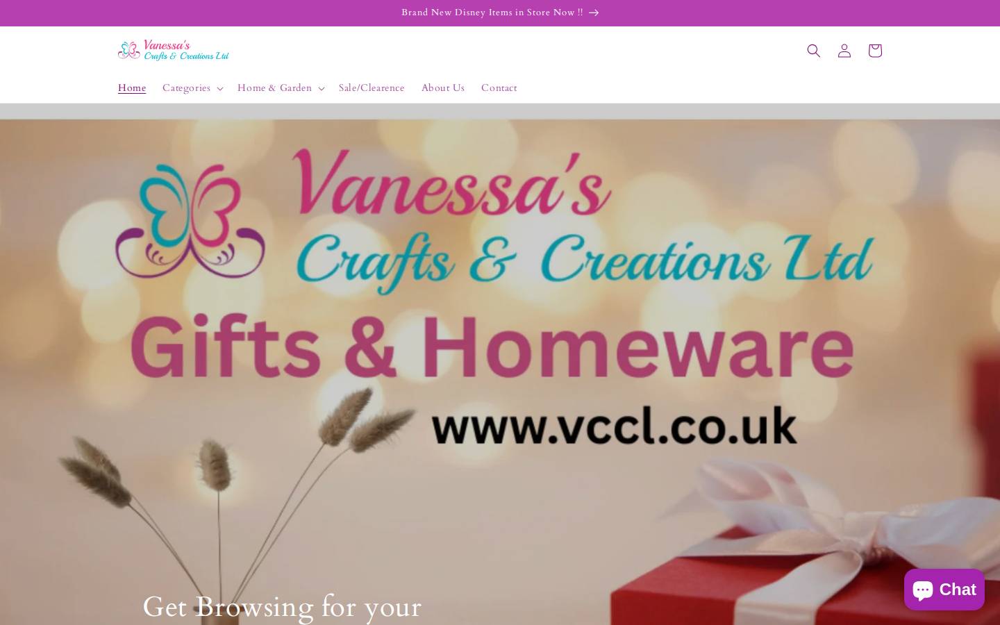 Vanessas Crafts and Creations Ltd homepage screenshot