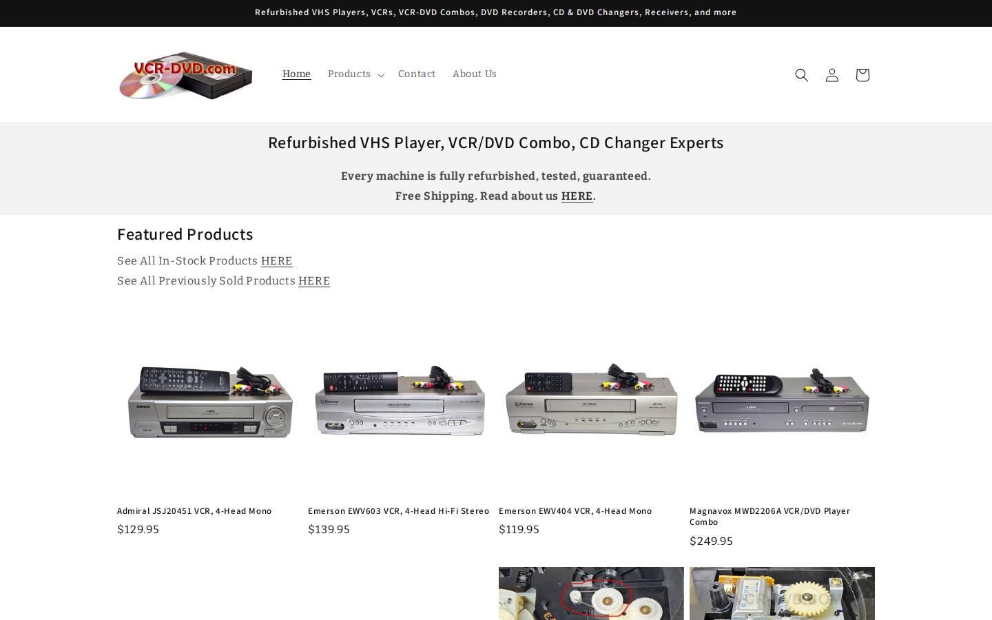 vcr-dvd.com homepage screenshot