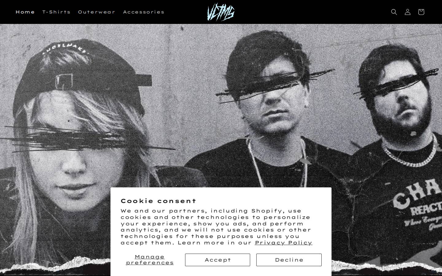 vctmsmerch.com homepage screenshot