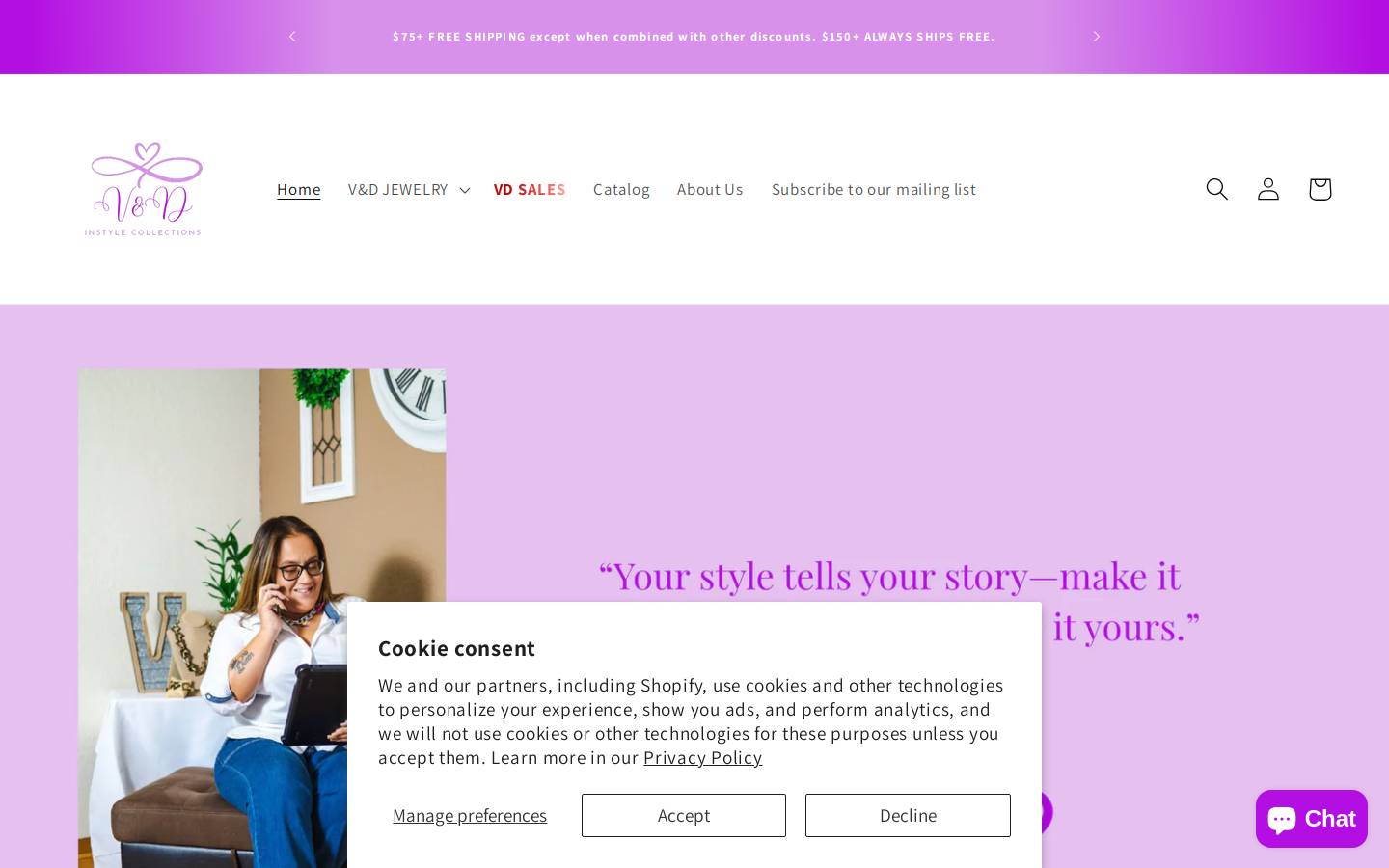 vdinstylecollections.com homepage screenshot