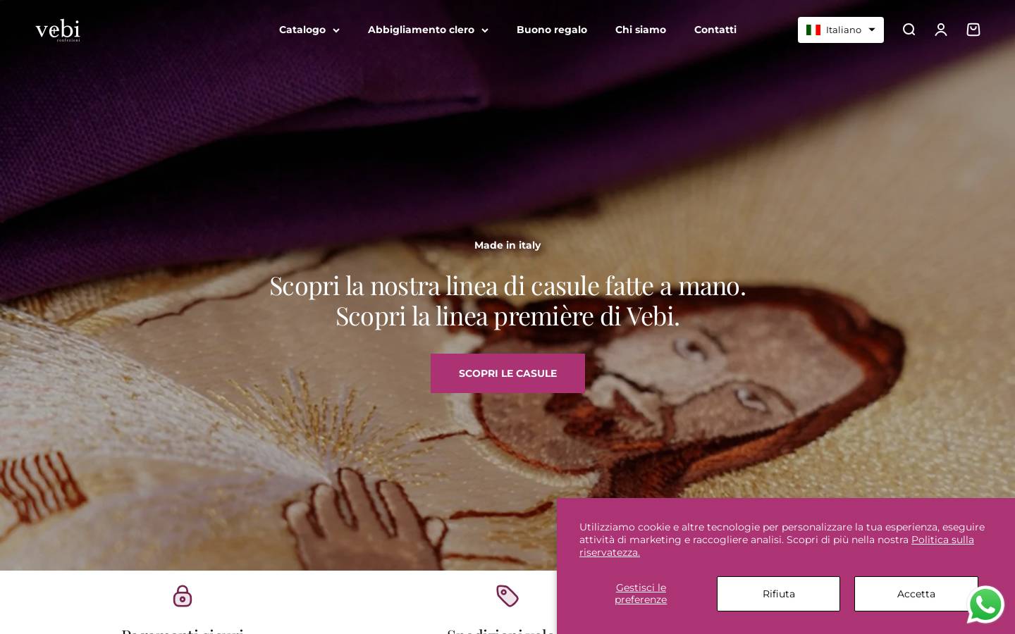 Vebi Confezioni homepage screenshot