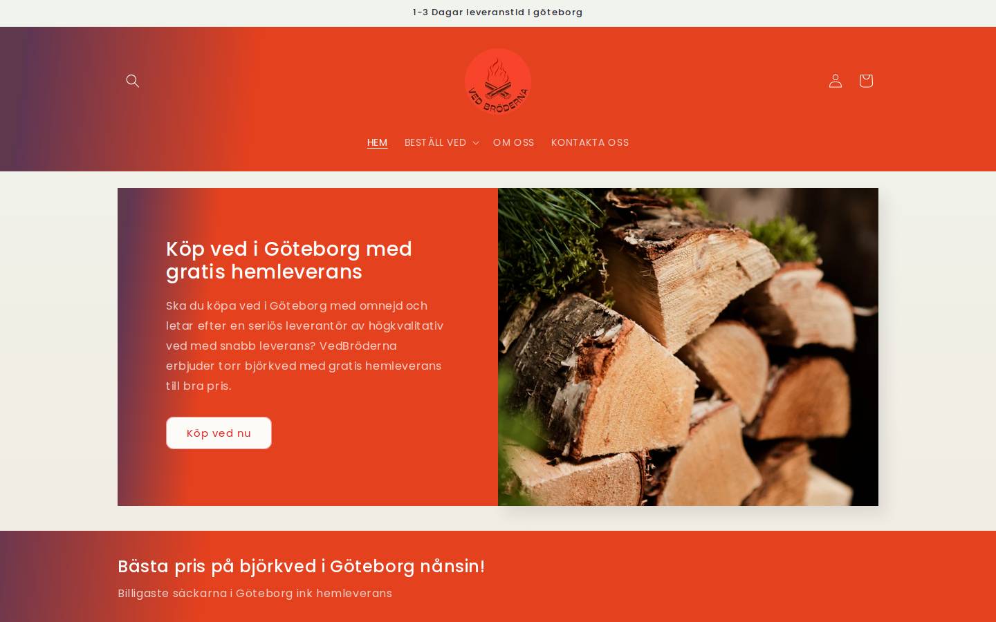 Vedbroderna homepage screenshot