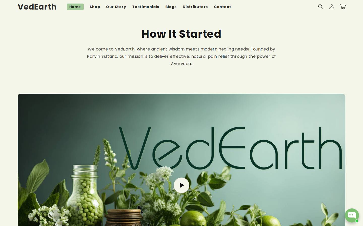 vedearth.com homepage screenshot
