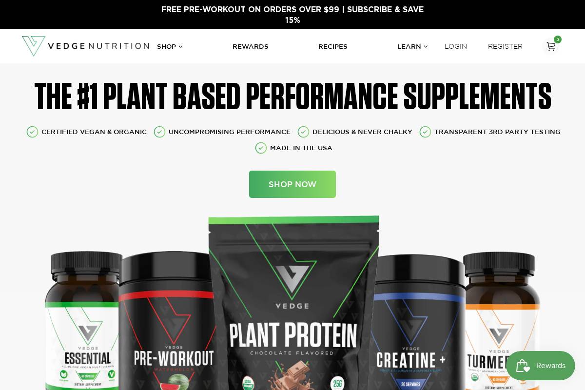 vedgenutrition.com homepage screenshot