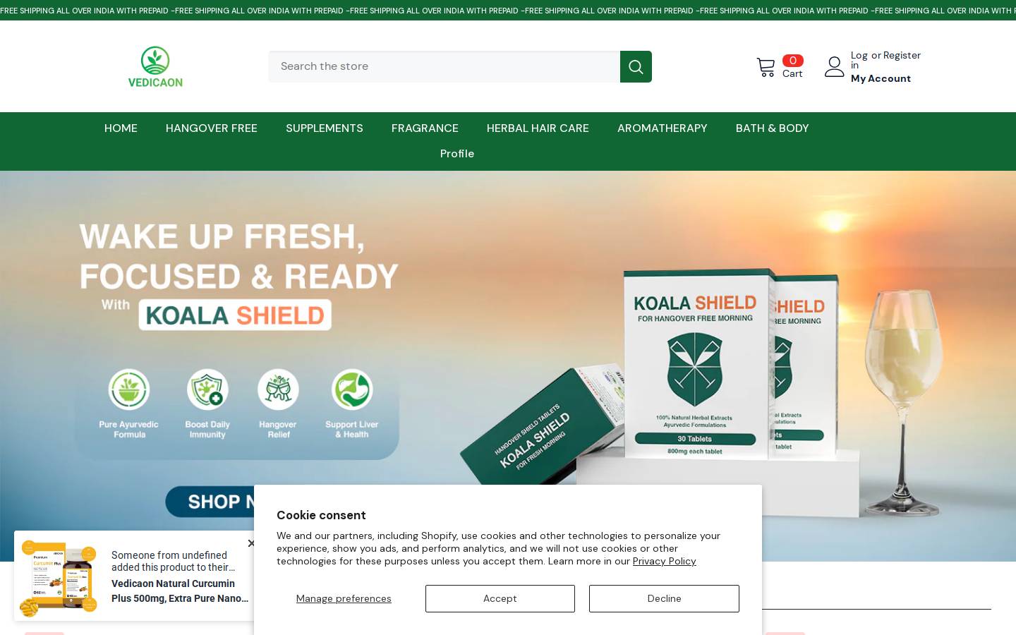 vedicaon.com homepage screenshot