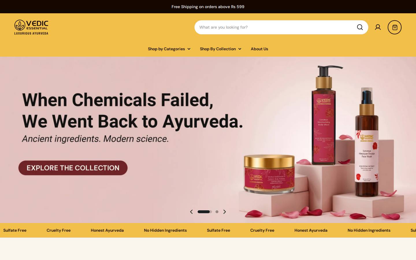 vedicessential.com homepage screenshot