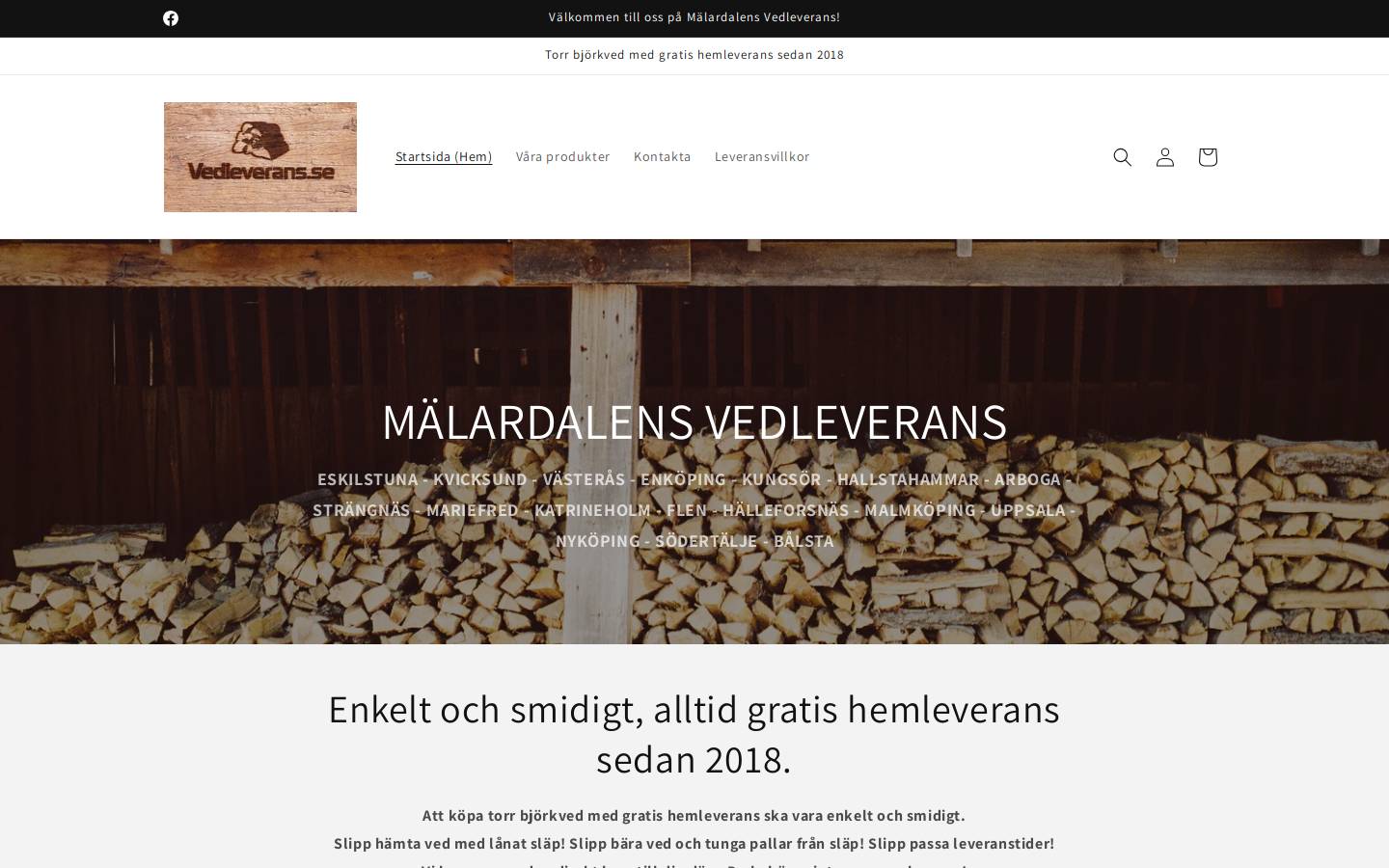 vedleverans.se homepage screenshot
