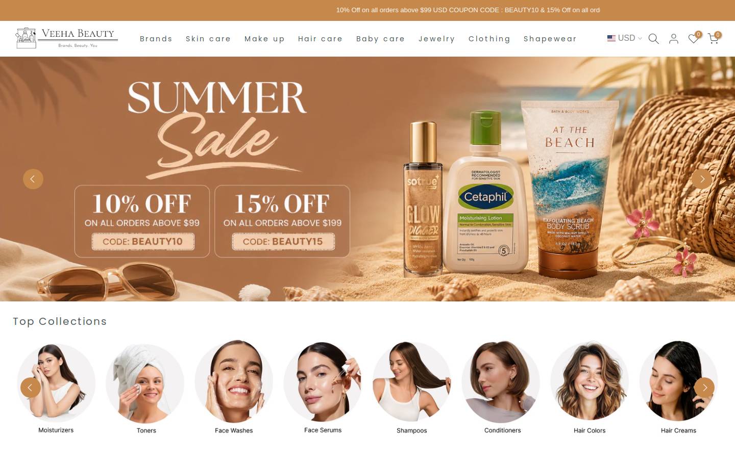 Veehabeauty homepage screenshot