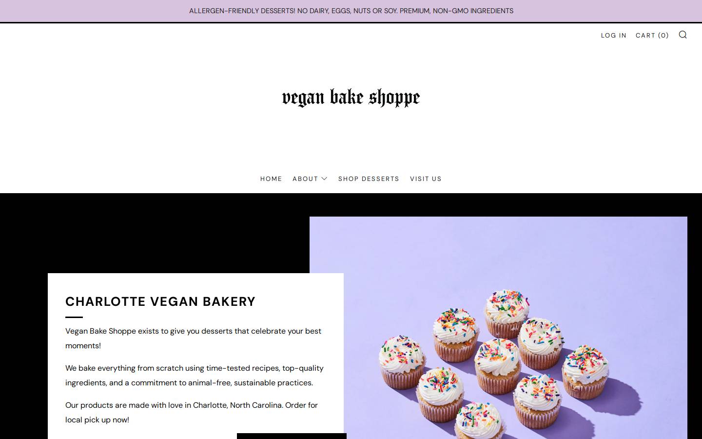 veganbakeshoppe.com homepage screenshot