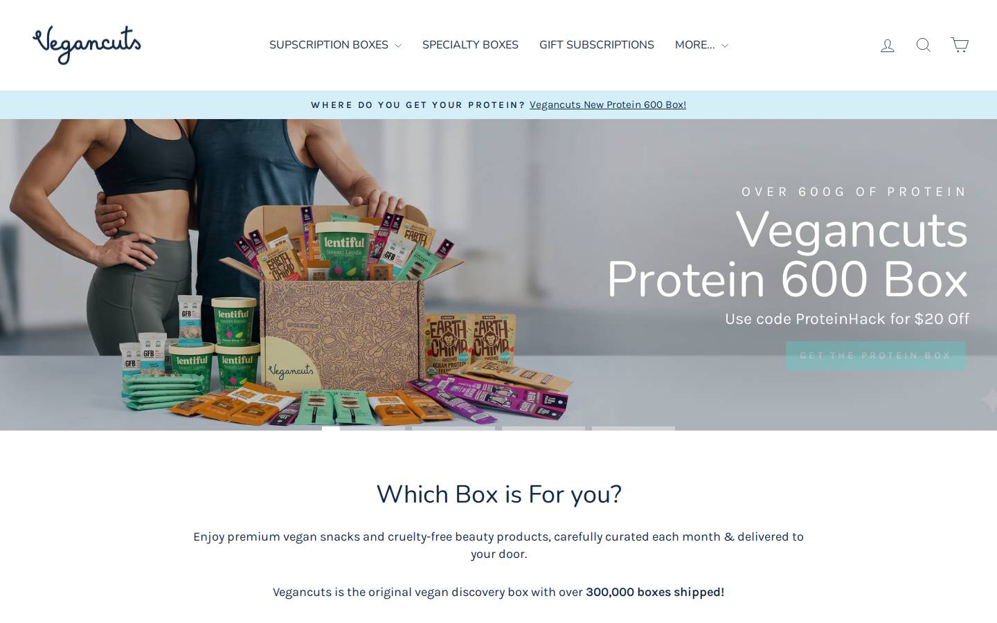 Vegancuts homepage screenshot